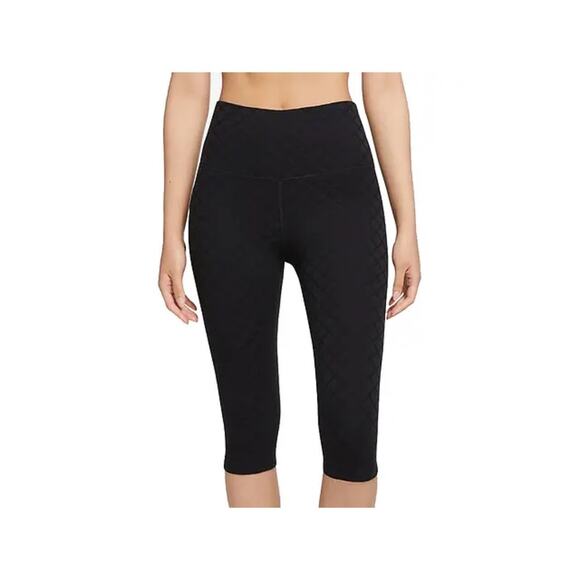 Nike Yoga Luxe High-Waisted Jacquard Capri Leggings Quilted Charcoal Gray - Picture 1 of 10